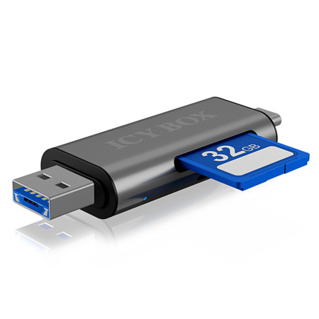 Icy box IB-CR200-C SD/MicroSD (TF) USB 2.0 card reader with Type-C and -A to micro USB (OTG) interface, anthracite | Raidsonic |