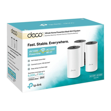 TP-LINK Deco P9(3-pack) AC1200 Whole Home Hybrid Mesh Wi-Fi System