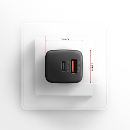 AXAGON Sil wallcharger 2x port (USB-A + USB-C), 30W | ACU-PQ30