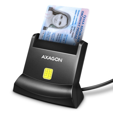 AXAGON Universal desktop USB contact Smart card/ID card reader with long, USB-A cable | CRE-SM4N