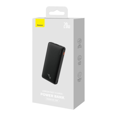 Baseus Airpow 20W 10000mAh Power Bank with Baseus Simple Series USB-A - USB-C 30cm Cable Black