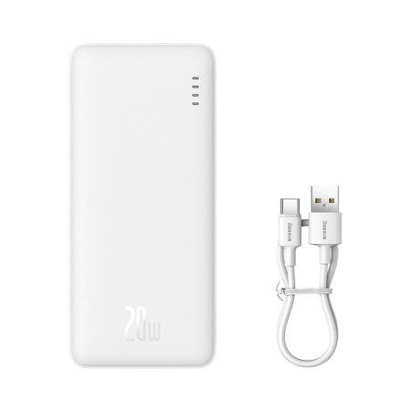 Baseus Airpow 20W 10000mAh Power Bank with Baseus Simple Series USB-A - USB-C 30cm Cable White