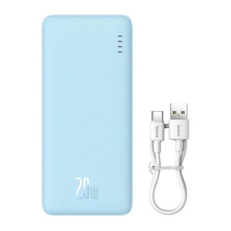 Baseus Airpow 20W 20000mAh Power Bank with White Baseus Simple Series USB-A - USB-C 50cm Cable Blue