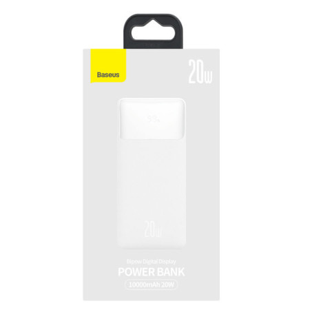 Baseus Bipow Fast Charging Power Bank 10000mAh 20W (Overseas Edition) White