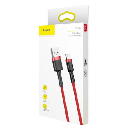 Baseus Cafule Cable durable nylon cable USB / Lightning QC3.0 2.4A 0.5M Red