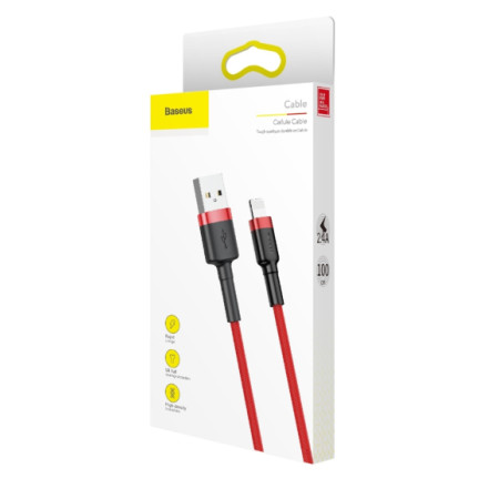 Baseus Cafule Cable durable nylon cable USB / Lightning QC3.0 2.4A 1M Red