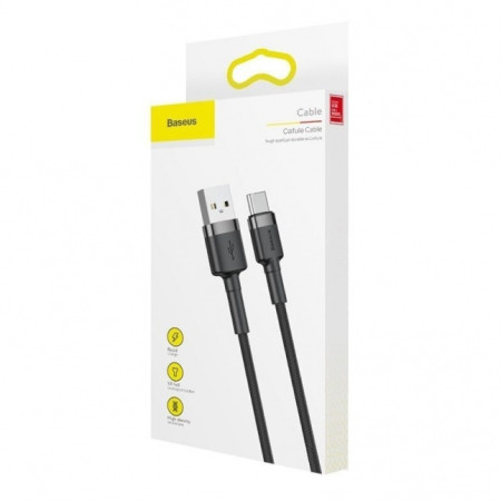 Baseus Cafule Cable durable nylon cable USB / USB-C QC3.0 2A 2M Black-Gray