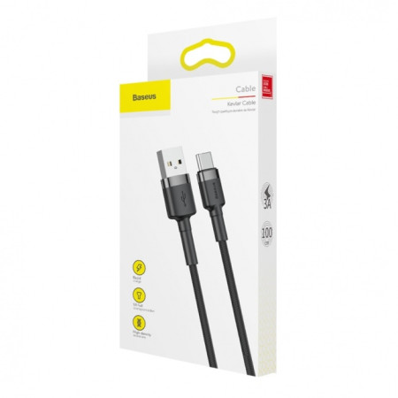 Baseus Cafule Cable durable nylon cord USB / USB-C QC3.0 3A 1m Black-Gray