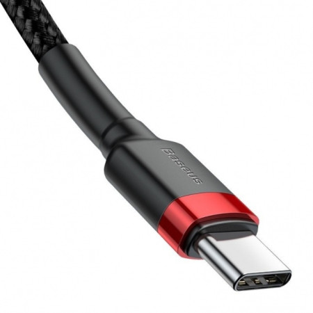 Baseus Cafule Cable Durable Nylon Cord USB-C PD / USB-C PD PD2.0 60W 20V 3A QC3.0 1M Black-Red