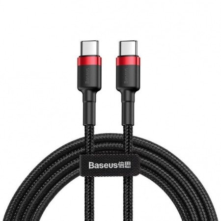 Baseus Cafule Cable Durable Nylon Cord USB-C PD / USB-C PD PD2.0 60W 20V 3A QC3.0 1M Black-Red