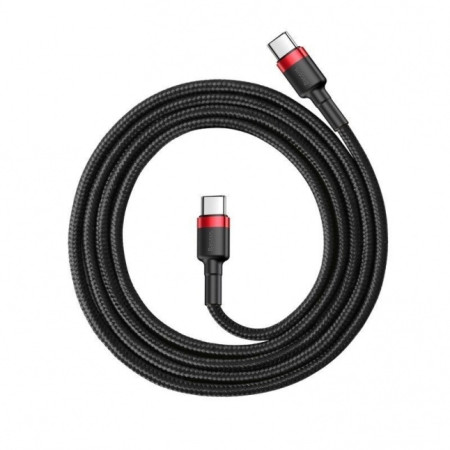 Baseus Cafule Cable Durable Nylon Cord USB-C PD / USB-C PD PD2.0 60W 20V 3A QC3.0 1M Black-Red