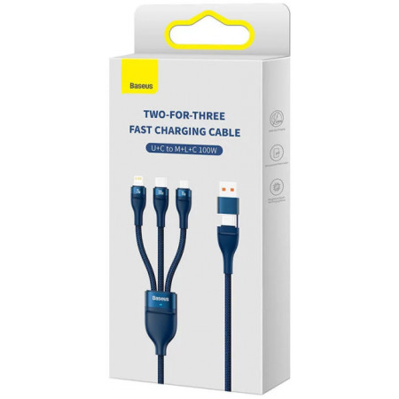 Baseus Flash Series II cable USB Type C / USB Type A - USB Type C / Lightning / micro USB 100 W 1.2 m Blue