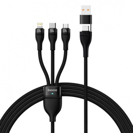 Baseus Flash Series II USB Type C / USB Type A cable - USB Type C / Lightning / micro USB 100 W 1.2 m Black