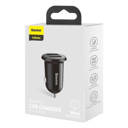 Baseus Grain Pro car charger 2x USB 4.8 A black