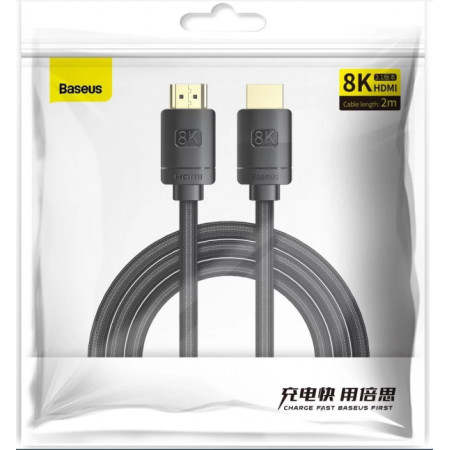 Baseus High Definition Series HDMI 2.1 cable, 8K 60Hz, 3D, HDR, 48Gbps, 2m Black