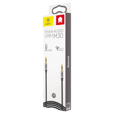 Baseus Yiven M30 stereo AUX 3.5 mm audio cable male mini jack 1m silver-black