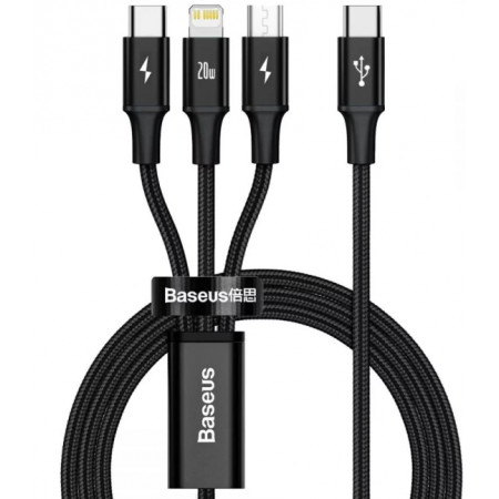 Baseus Rapid Series 3-in-1 cable USB-C For M+L+T 20W 1.5m Black