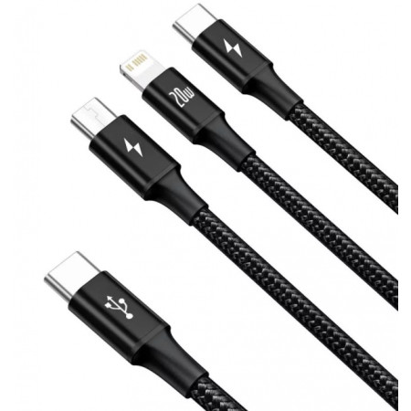 Baseus Rapid Series 3-in-1 cable USB-C For M+L+T 20W 1.5m Black