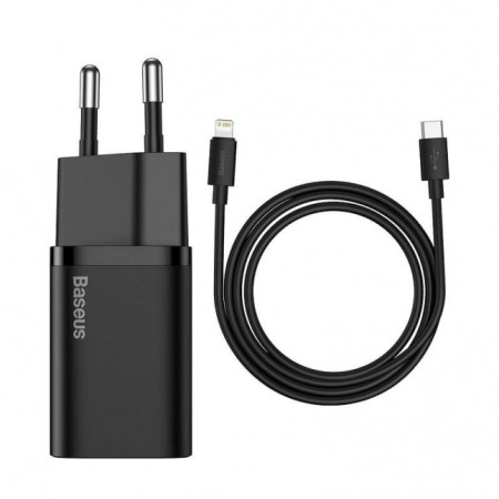 Baseus Super Si 1C fast charger USB Type C 20W Power Delivery + USB Type C - Lightning cable 1m Black