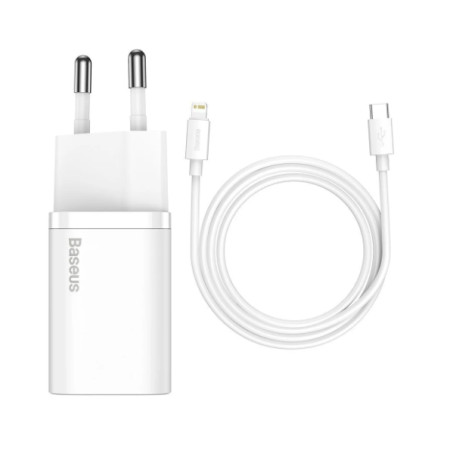 Baseus Super Si Quick Charger 1C 20W with USB-C cable for Lightning 1m White