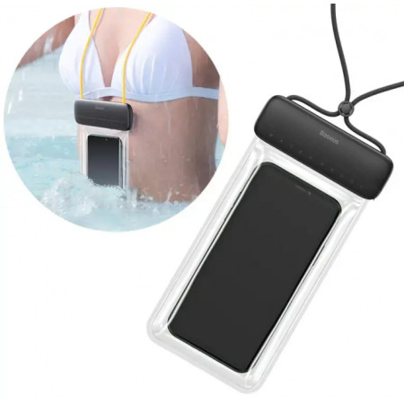 Baseus universal waterproof cover phone case max 7.2 for swimming pool by the water IPX8 Black