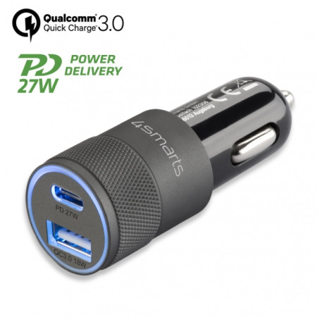 Car Charger Rapid+ 27W with Quick Charge, grey / black