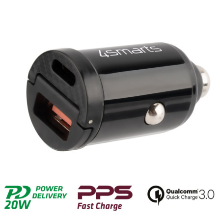 Car Charger VoltRoad Pico Dual 20W with PD and QC black