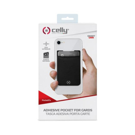 CELLY ADHESIVE POCKET FOR CARDS - UNIVERSAL Black