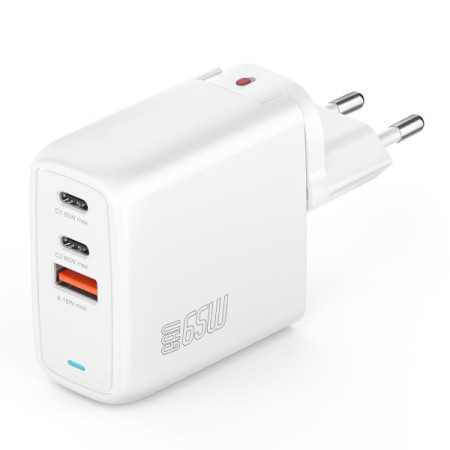 Charger GaN Flex 65W 2 USB-C+1 USB-A white