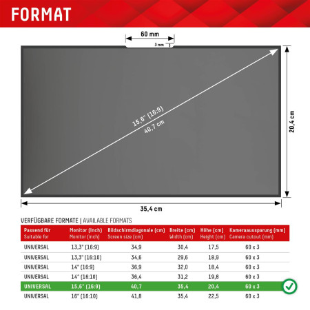 DISPLEX Privacy Safe Uni (Frameless) 15,6", 16:9