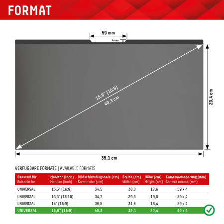 DISPLEX Privacy Safe Universal (Magnetic) 15,6", 16:9