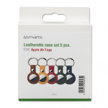 Leatherette Case Set for AirTags 5 pices (yellow, green, brown, red, blue)