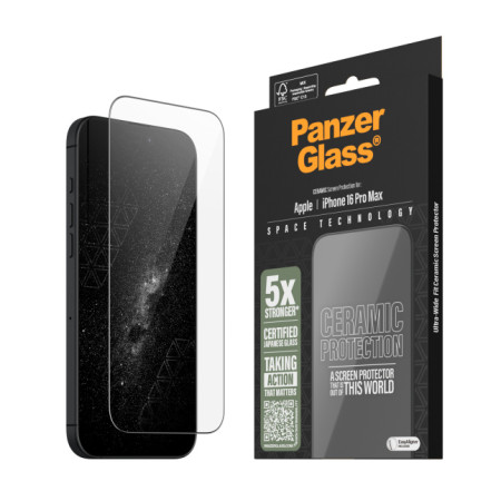 PanzerGlass Ceramic Screen Protector Apple iPhone 16 Pro Max, Ultra-Wide Fit