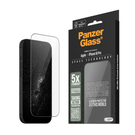 PanzerGlass Ceramic Screen Protector Apple iPhone 16 Pro, Ultra-Wide Fit