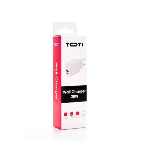 SEEK TOTI 20W Type-C + USB A Wall Fast Charger, White