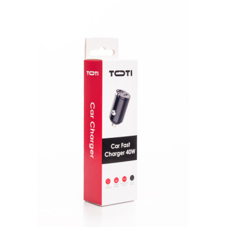 SEEK TOTI 40W Dual Type-C Port Car Fast Charger, Black