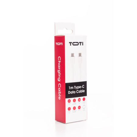 SEEK TOTI Type-C to Type-C, 1m Silicone Cable 3A, White