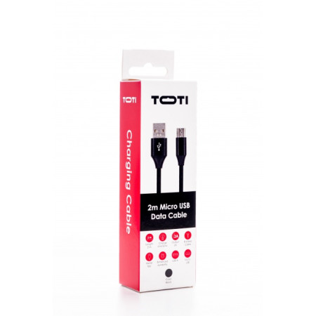 SEEK TOTI USB A to Micro USB, 2m Braided cable 2A, Black