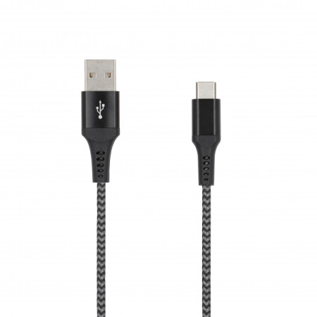 SEEK TOTI USB A to Type-C, 2m Braided Cable 2A, Black/Space grey