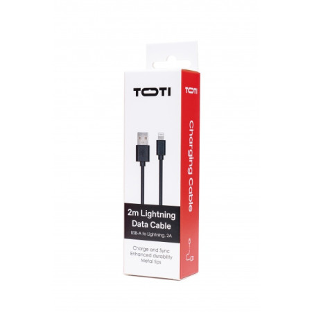 SEEK TOTI USB-A to Lightning, 2m PVC Data Cable 2A (non-MFI), Black