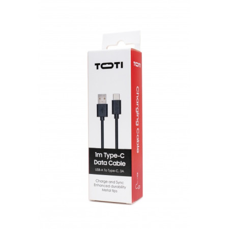 SEEK TOTI USB-A to Type-C, 1m PVC Data Cable 3A, Black