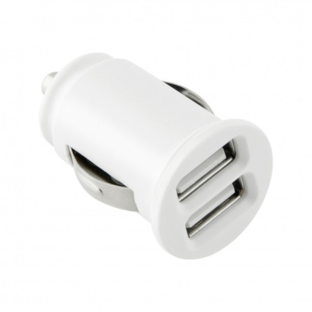 TOTI Dual USB Car Charger with micro usb cable 1m 2.1 A, White