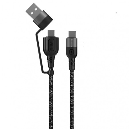 USB-A and USB-C to USB-C Cable ComboCord CA 1.5m., black