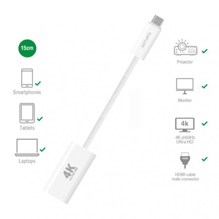 USB-C to HDMI Cable female 15cm white