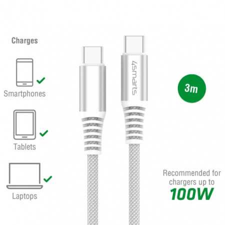 USB-C to USB-C Cable PremiumCord 100W 3m white