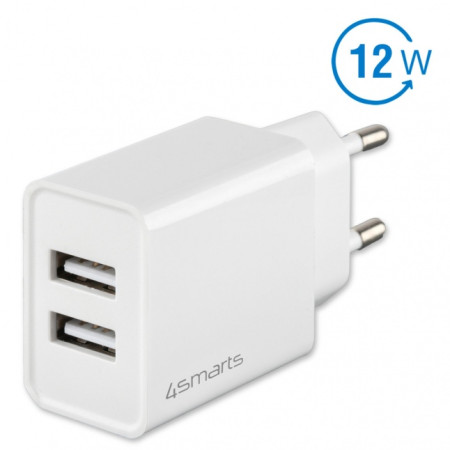 Wall Charger (without cable) VoltPlug Dual 12W, white