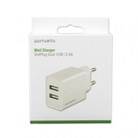 Wall Charger (without cable) VoltPlug Dual 12W, white