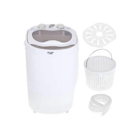 Adler | Mini washing machine | AD 8055 | Top loading | Washing capacity 3 kg | Depth 37 cm | Width 36 cm | White