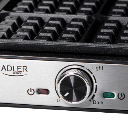 Adler Waffle Maker | AD 3083 | 1800 W | Number of pastry 4 | Belgium | Silver/Black