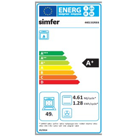 Simfer | Cooker | 4401SGRBB | Hob type Gas | Oven type Gas | White | Width 50 cm | Depth 55 cm | 49 L